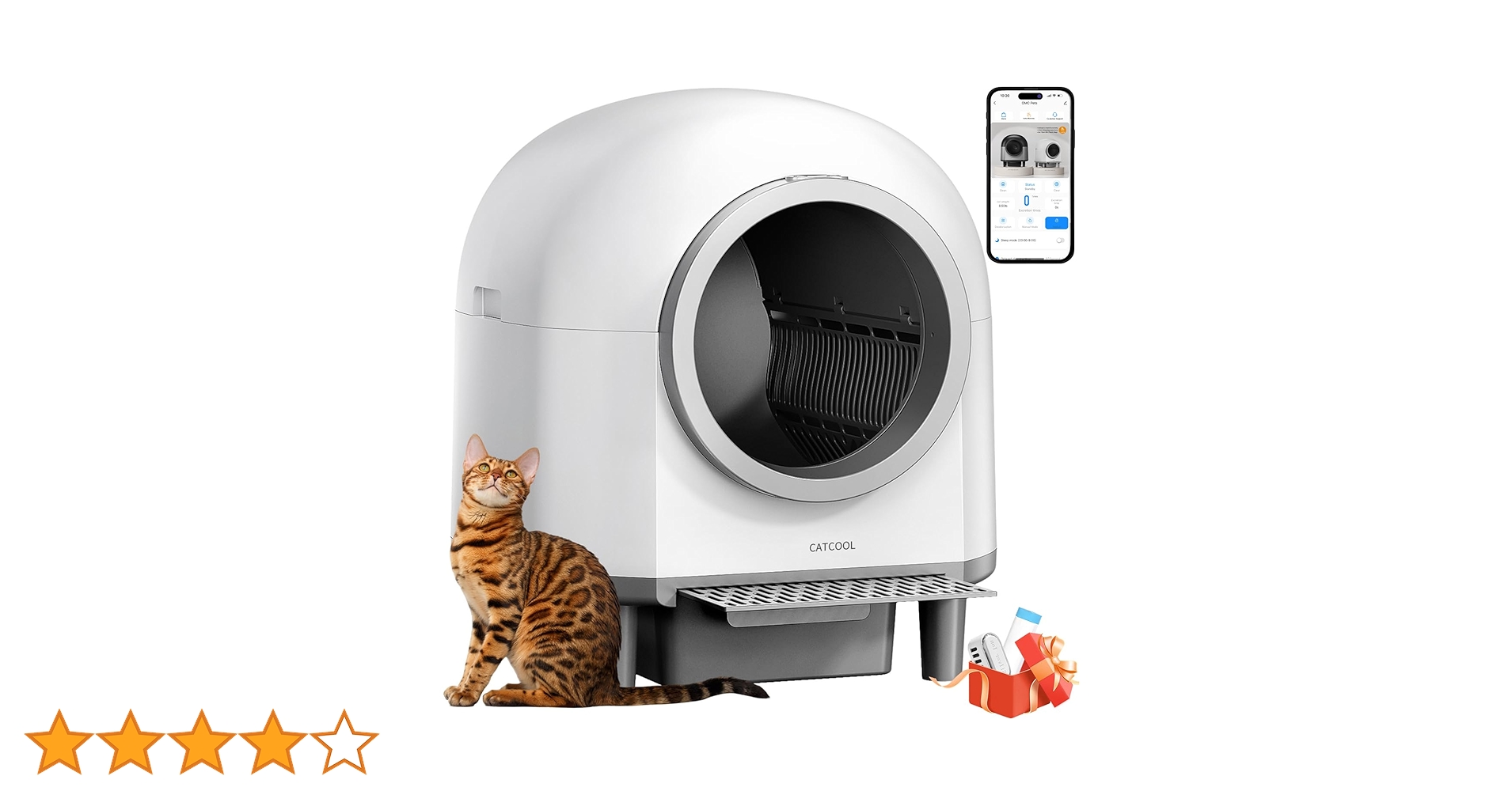 ⭐️新品⭐️CATCOOL猫 トイレ 自動 搭載 猫用階段付き 猫トイレ 安全 Amazon | CATCOOL猫 トイレ 自動 10つのセンサー搭載 猫用階段付き 猫